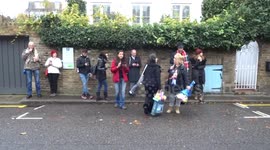 Freddie Mercury fans pay flower tributes to the singer outside his former home in Kensington on 24 November 2019 - 28 years on