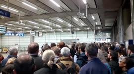 Large crowd of at London St Pancras during rail disruption