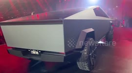 Up-close look at the Tesla Cybertruck that has the internet obsessed
