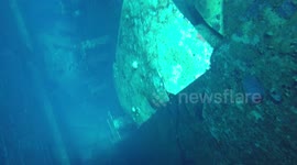 Diving inside the Restaurant of the sunken Salem Express
