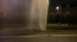 Water shoots into the air as main pipe bursts on road in Garforth, Leeds