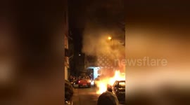 Car ablaze moments after 6.4 magnitude earthquake hits Albania
