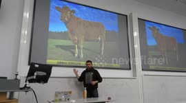 A minute of silence for Polish Hero Cow observed at Animal Rebellion Kings College London talk in November 2019