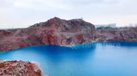 Abandoned mine with blue water inside becomes famous attraction in eastern China