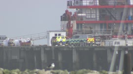 Border Force officials search 'Nigerian ferry' MV Jireh at Portland Port on UK's south coast