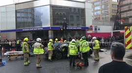 Emergency services cut person out of car after accident outside Tottenham Court Road station