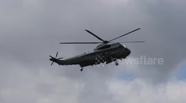 Marine One with Donald Trump onboard  arrives at Buckingham Palace