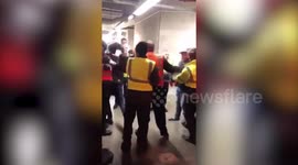 Violent moment 'aggressive' steward punches UK football fan in the face