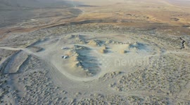 Otherworldly drone footage of Azerbaijan's oozing mud volcanoes