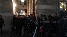 People cordoned off due to London Bridge incident break through police barriers at Gracechurch