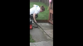 Hoovering the garden
