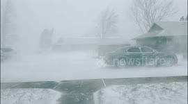 Freezing 'bomb cyclone' blasts north California town with blizzard conditions