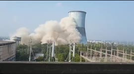 Two cooling towers demolished at power plant in west India
