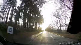 Speeding gritter nearly loses control round a bend