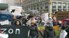Protests against Amazon's working conditions held in NYC on Cyber Monday