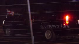 President Trump's motorcade arrives at Winfield House in London