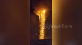 Huge fire engulfs Chinese high-rise forcing residents to be evacuated