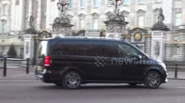 Motorcades outside Buckingham Palace ahead of the NATO reception hosted by HM Queen Elizabeth II to mark the 70th anniversary of the Alliance