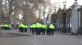 Vast police presence outside Buckingham Palace ahead of the NATO reception hosted by HM The Queen on 3 December 2019