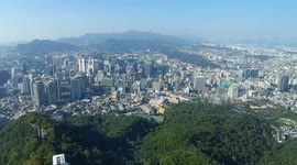 Stunning view of the city of Seoul from the Namsan tower