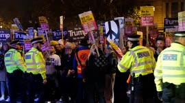Protest rave with top DJ's against Trump and far-right politics fires up Trafalgar Square.