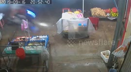 The three people on a motorbike rushed into an egg shop