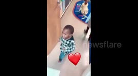 'My highlight of every day!' Atlanta dad documents son's overjoyed runs to hug him at daycare for weeks