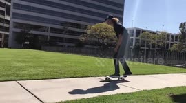 Skater falls off rail in front off friends that laugh