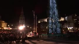 Lord Mayor of Westminster defends ‘sparse’ Trafalgar Square Christmas tree at switch-on ceremony after gift from Norway criticised online