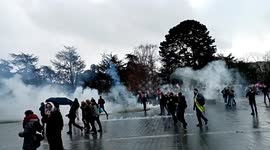 French police fire tear gas as thousands protest again in western city of Nantes