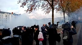 Tear gas fills air above protest in western French city of Nantes