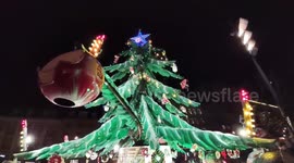 This giant Christmas tree in France is actually a carousel for kids