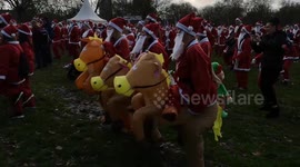 Santa's Warm Up Ready For The London Santa Run