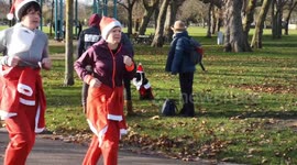Dog Dressed Up As Santa Claus