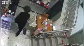 Kitchen explodes seconds after mother and child exit the room in China