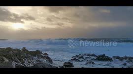 Large waves seen off coast of Tory Island as storm Atiyah hits Ireland