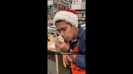 Santa Magician in Home Depot performs amazing water trick and other cool magic trick