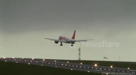 Easyjet flight forced to abort landing at Bristol Airport, UK due to strong winds