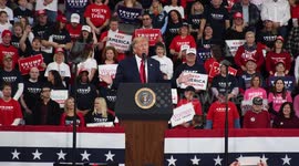 President Donald Trump addresses crowds at Pennsylvania campaign rally: 'Our poll numbers have gone through the roof because of her stupid impeachment'