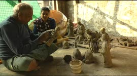Grandfather creates characters from the Bible out of clay after plastic ban enforced in India