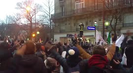 Firefighter leads 'Viking clap' during protest against Macron's reforms in Paris