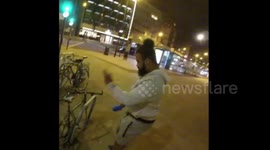 Bike thief fail, caught in the act Finchley Road Waitrose. Owner arrives. Also SUV runs red light.