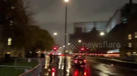 Rain over Downing Street and College Green as UK prepares for general election results
