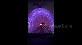 US tunnel decorated with lights is a festive treat for motorists