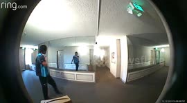 Amazon courier caught on camera practising his boxing skills in California apartment's mirrors