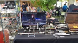 Homemade Star Wars Light Sabres Displayed