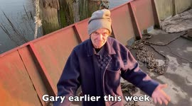 MAN IS RESCUED FROM THE SUNKEN WRECK HE CALLS HOME.
