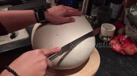 Mega mushroom faces the chop as knife cuts into giant puffball