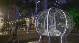 Winter wonderland in a Giant glass bobble Sydney Australia