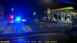 Caught red-handed by police car.